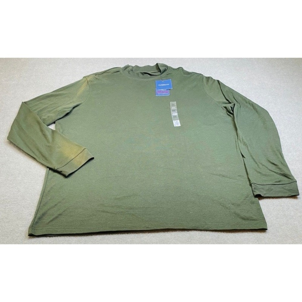 NWT Croft & Barrow Mockneck Shirt Men XXL Green Easy Care Long Sleeve Solid